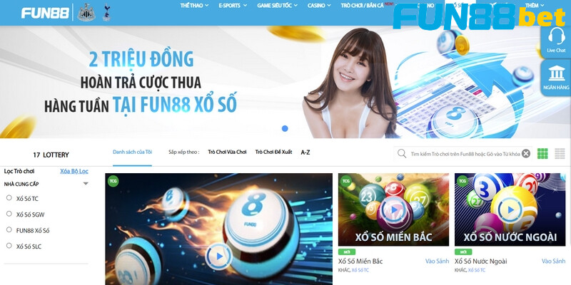 Xổ số Fun88 - Sân chơi đỉnh cao với phần thưởng cực chất